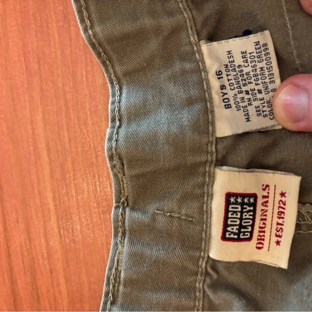 Faded Glory Boys 16 Olive Green Cargo Shorts